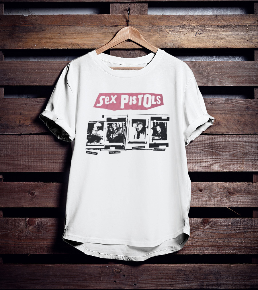 Sex Pistols Pink Logo And Band Photo Collage T-Shirt