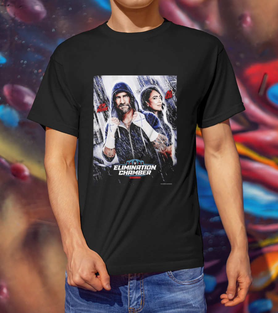 CM Punk AJ Lee WWE Elimination Chamber 2026 Chicago Event T-Shirt