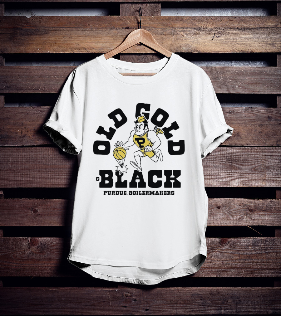 Purdue Boilermakers Old Gold Black Basketball Player T-Shirt