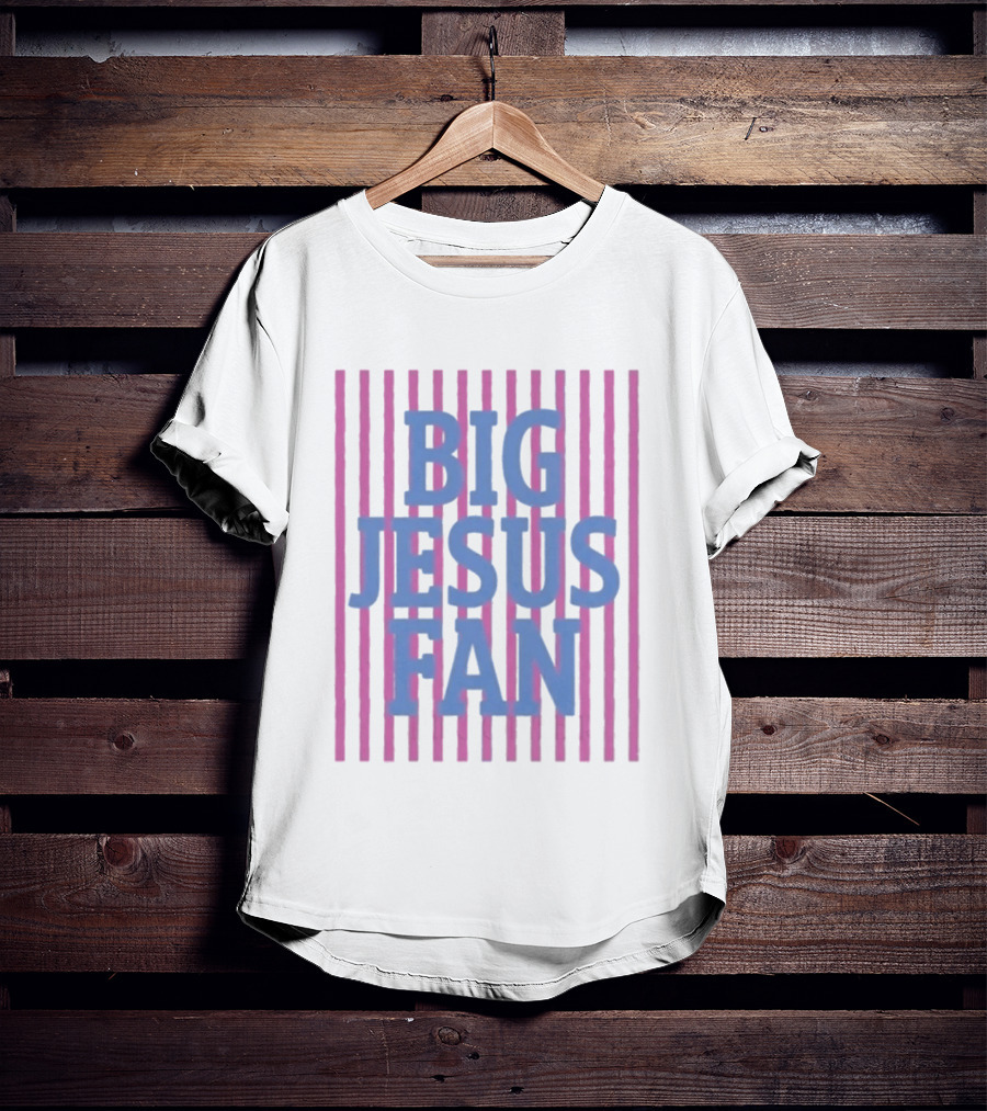 Big Jesus Fan Striped Preppy Christian T-Shirt