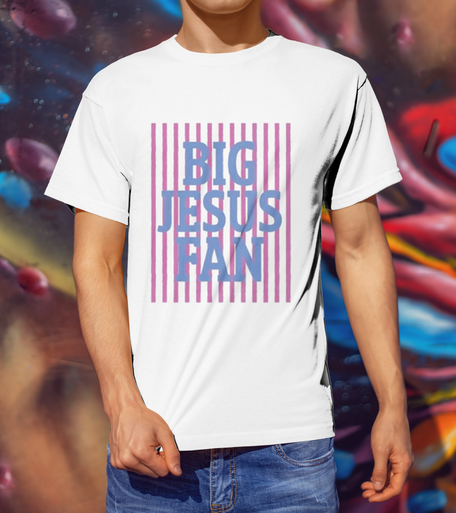 Big Jesus Fan Striped Preppy Christian T-Shirt