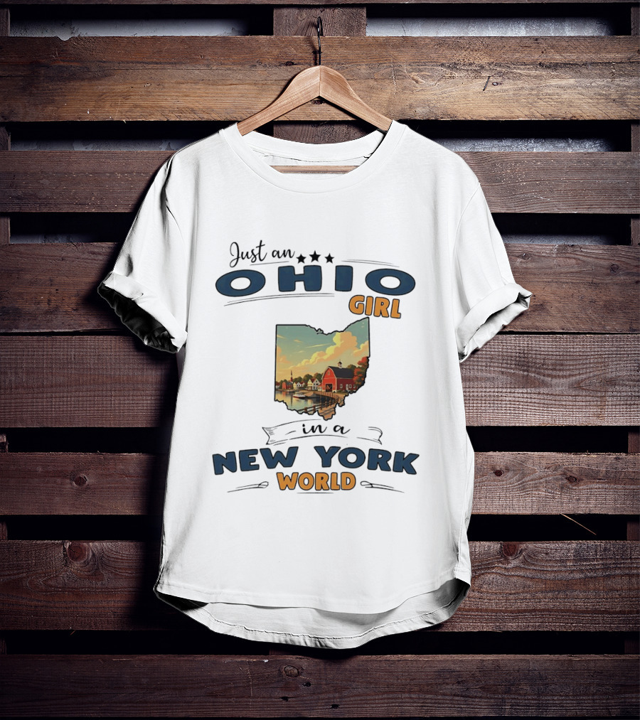 Just An Ohio Girl In A New York World Ohio Map T-Shirt