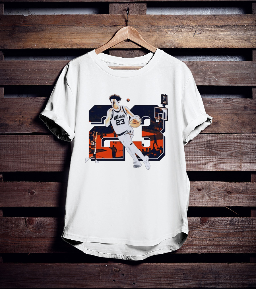 Illinois Fighting Illini Basketball Keaton Wagler 23 Number Dunk T-Shirt