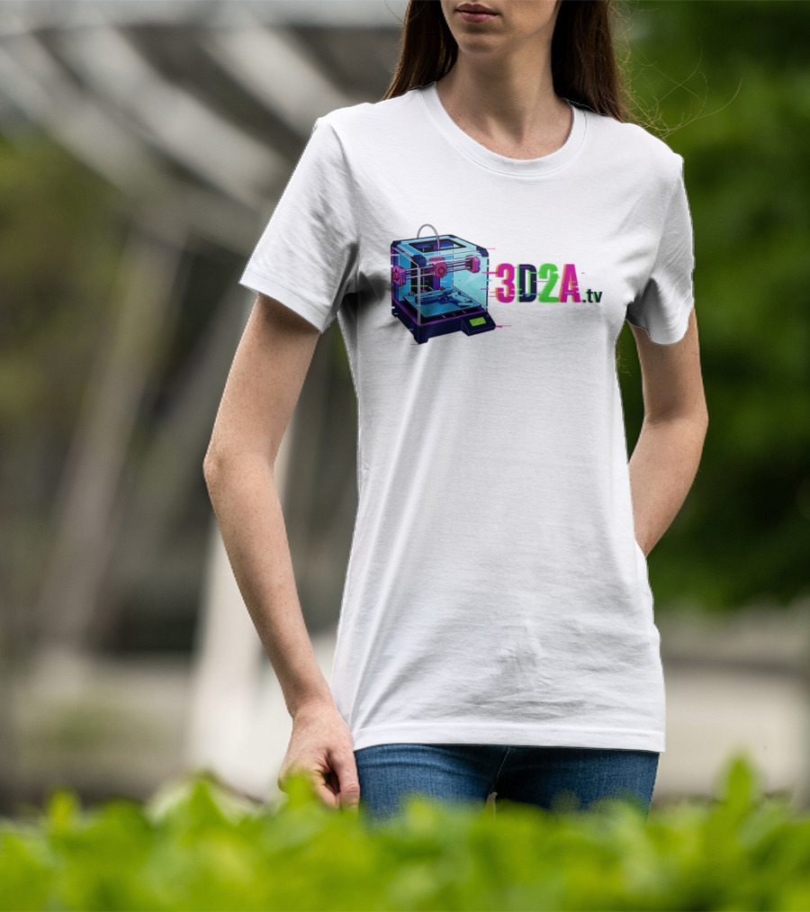 3DZA TV 3D Printer Neon Glitch Aesthetic T-Shirt
