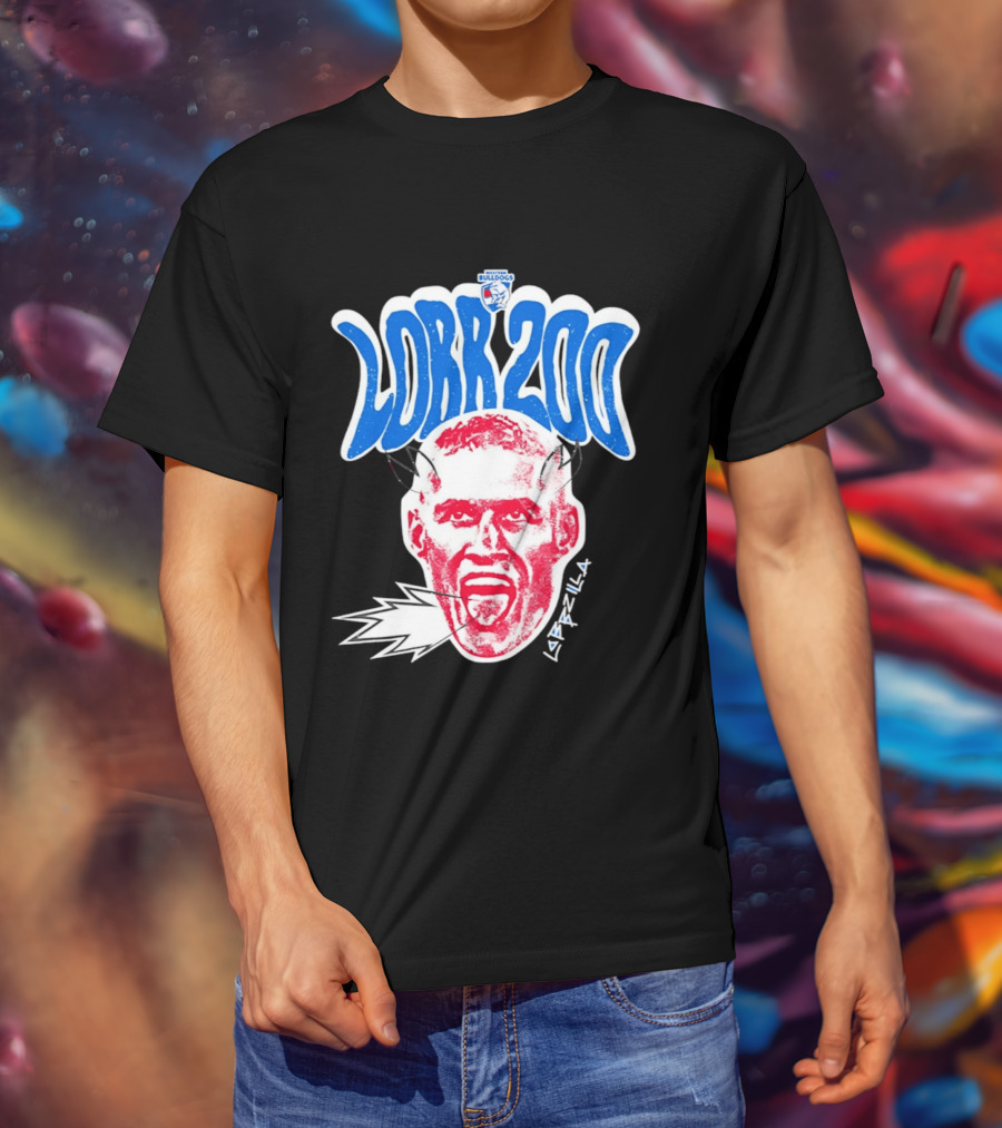 Western Bulldogs Lobb 200 Games Lobbzilla Big Head T-Shirt