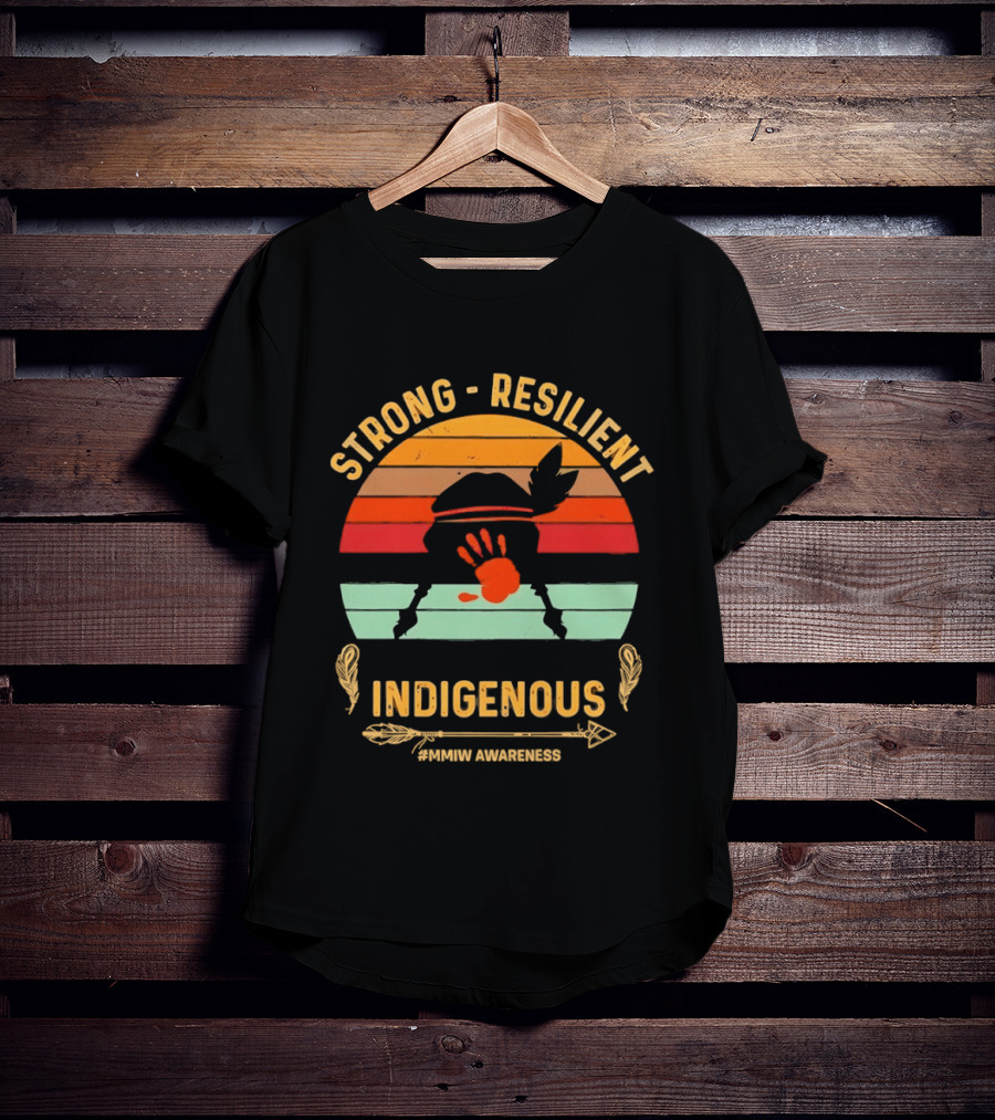 Strong Resilient Indigenous Awareness Handprint Sunset T-Shirt
