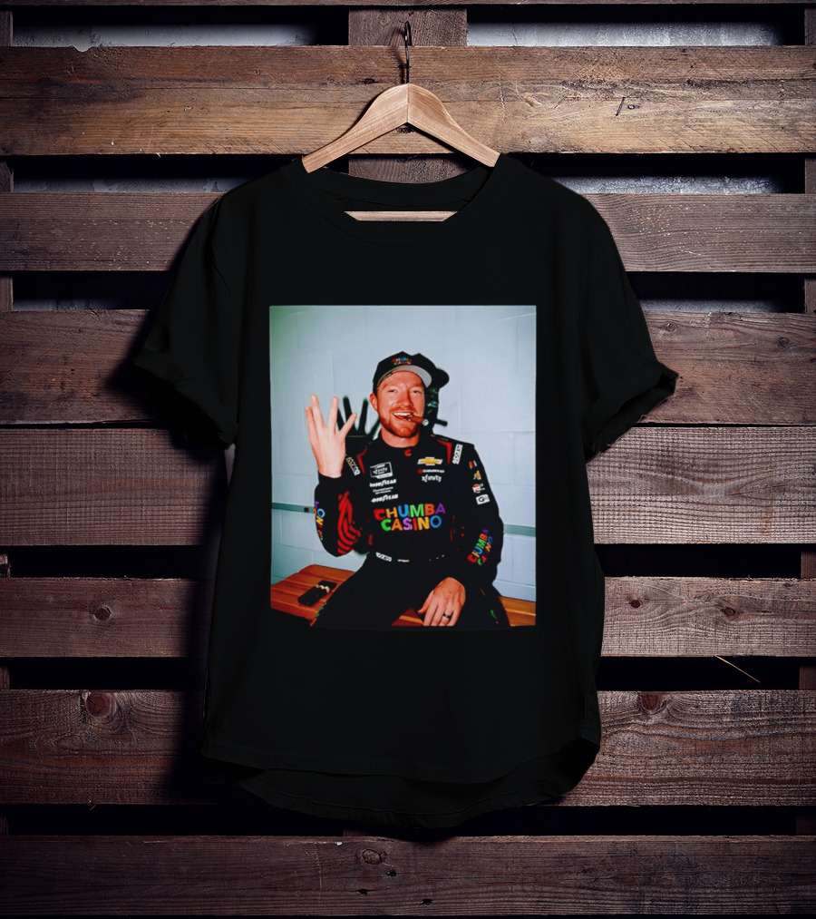 Tyler Reddick Three Peat Chumba Casino Racing Suit And Cigar Celebration T-Shirt