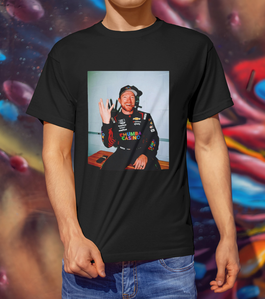 Tyler Reddick Three Peat Chumba Casino Racing Suit And Cigar Celebration T-Shirt