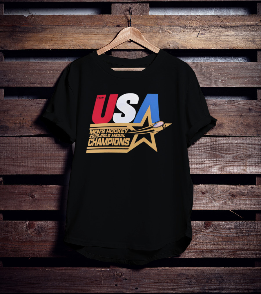 USA Men's Hockey 2026 Gold Medal Champions Star T-Shirt