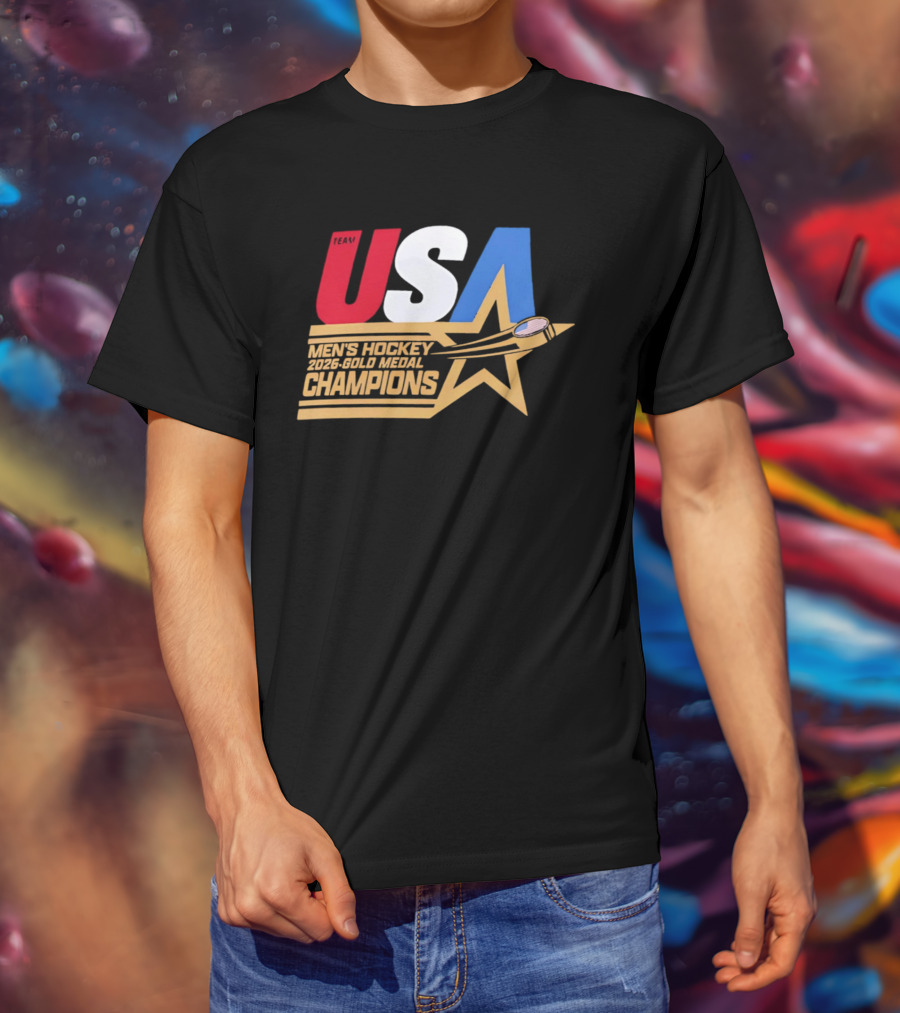 USA Men's Hockey 2026 Gold Medal Champions Star T-Shirt