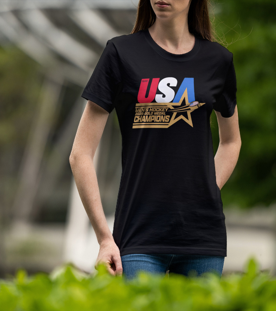 USA Men's Hockey 2026 Gold Medal Champions Star T-Shirt