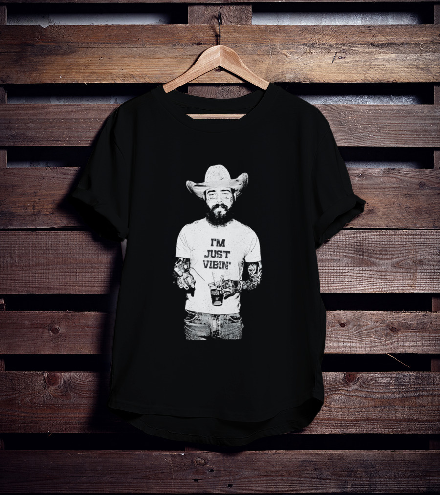 Post Malone Western Posty Cowboy Hat I'm Just Vibin T-Shirt