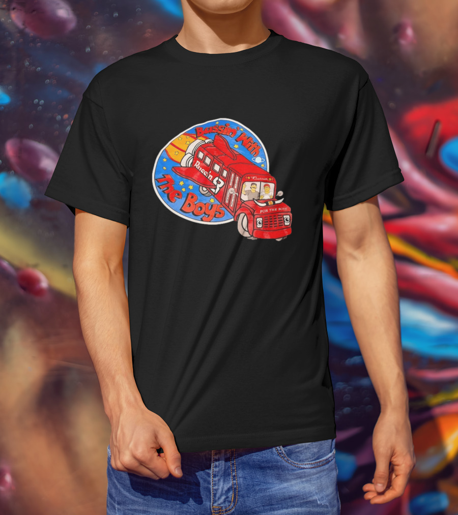 Bussin With The Boys Rocket Bus Adventure Retro Cartoon T-Shirt