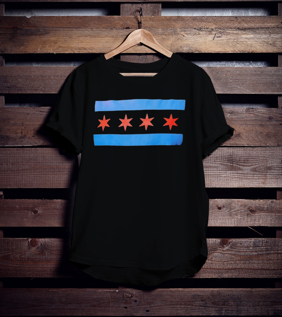Chicago Flag Four Red Stars Blue Stripes T-Shirt
