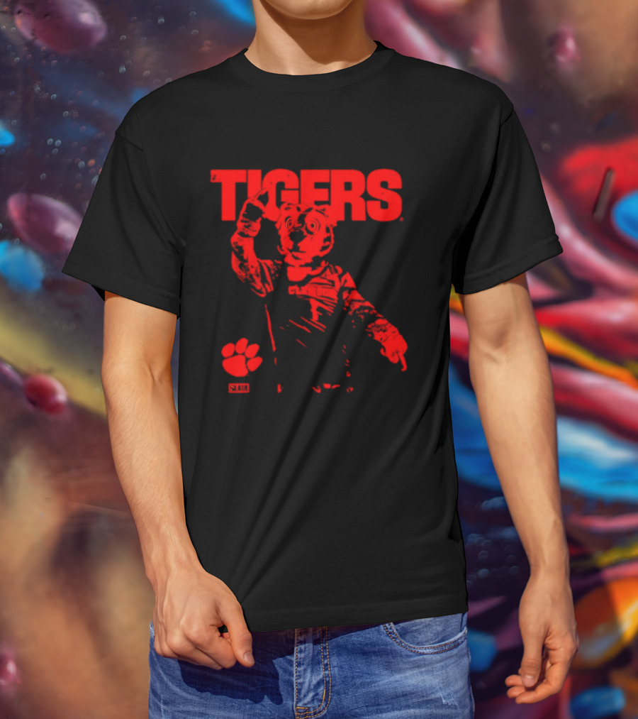 Clemson Tigers Mascot Slam Paw Print T-Shirt