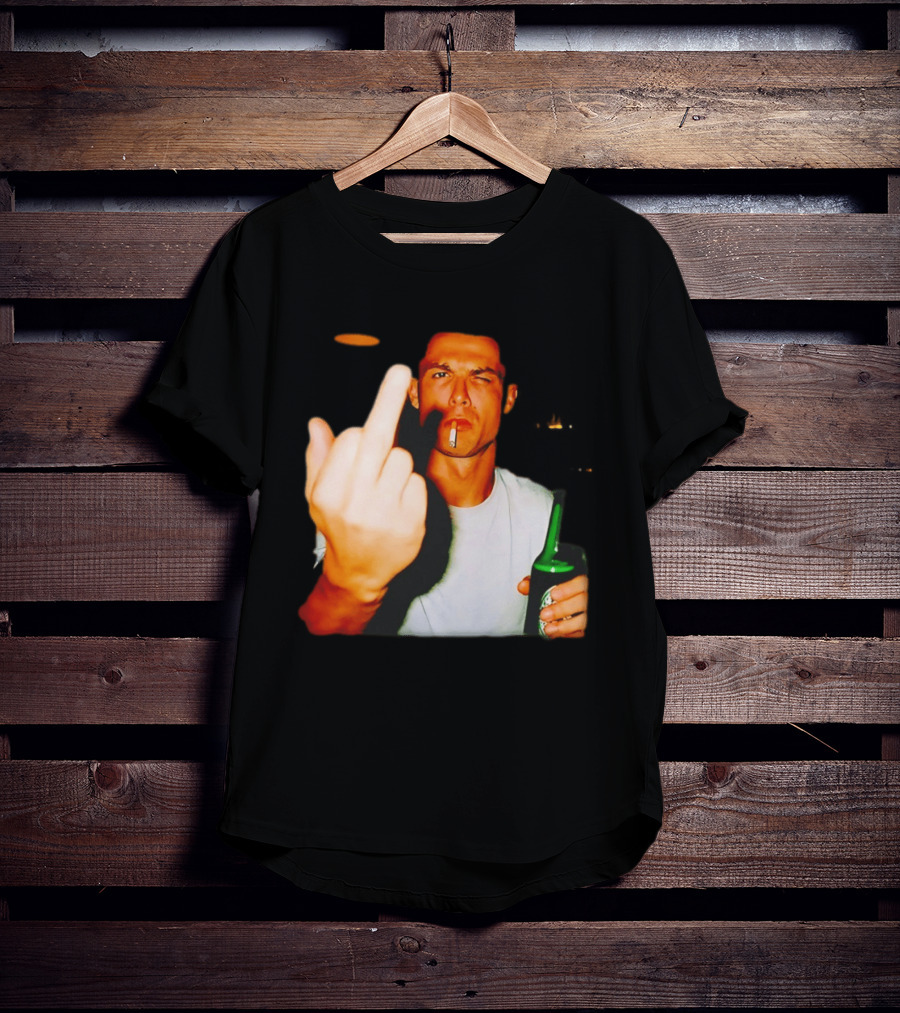 Cristiano Ronaldo Middle Finger Smoking Drinking After Hours T-Shirt