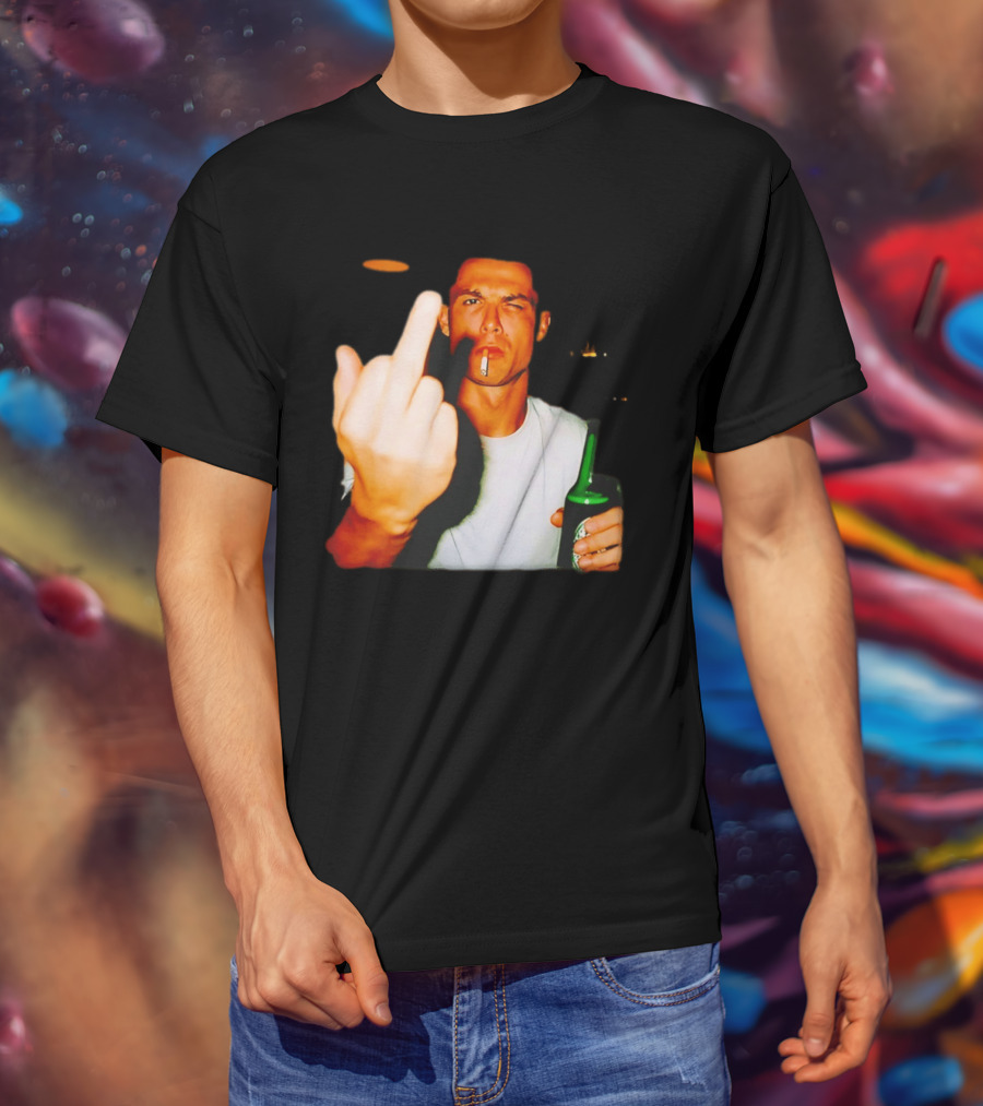 Cristiano Ronaldo Middle Finger Smoking Drinking After Hours T-Shirt