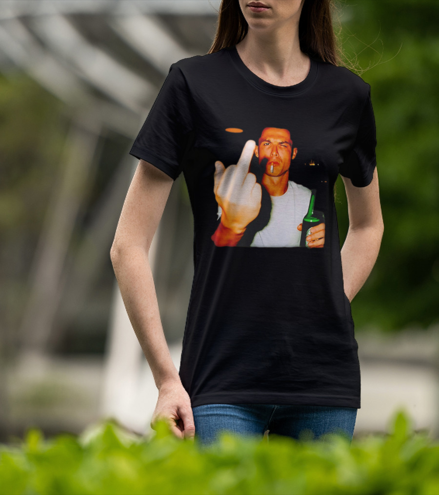 Cristiano Ronaldo Middle Finger Smoking Drinking After Hours T-Shirt