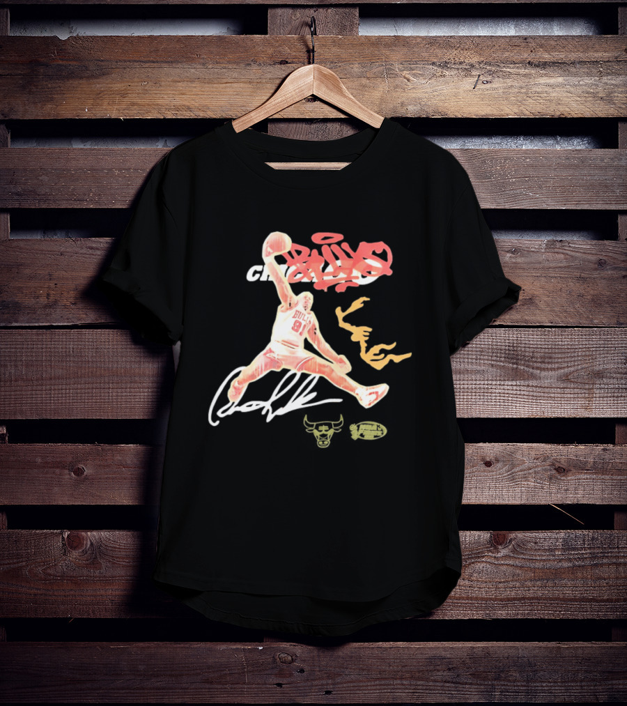 Dennis Rodman Bulls 91 Chicago Basketball Legend Dunk T-Shirt