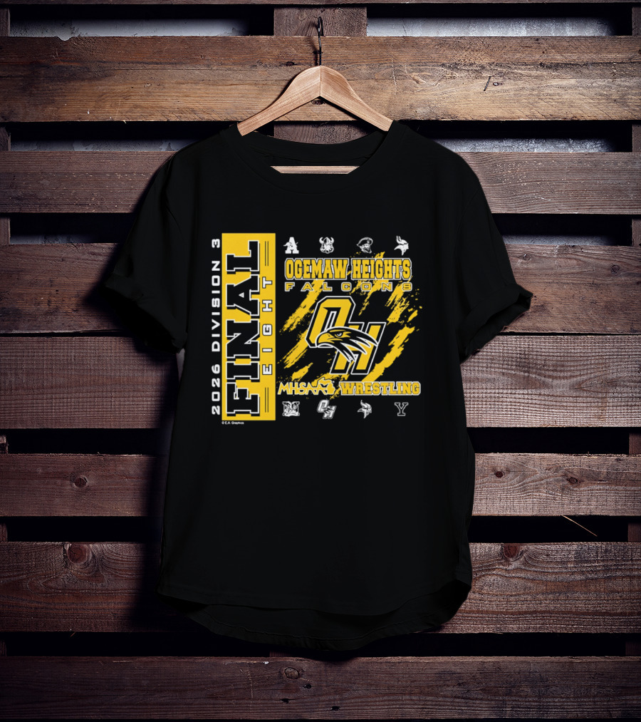 Ogemaw Heights Falcons 2026 Division 3 Final Eight MHSAA Wrestling T-Shirt