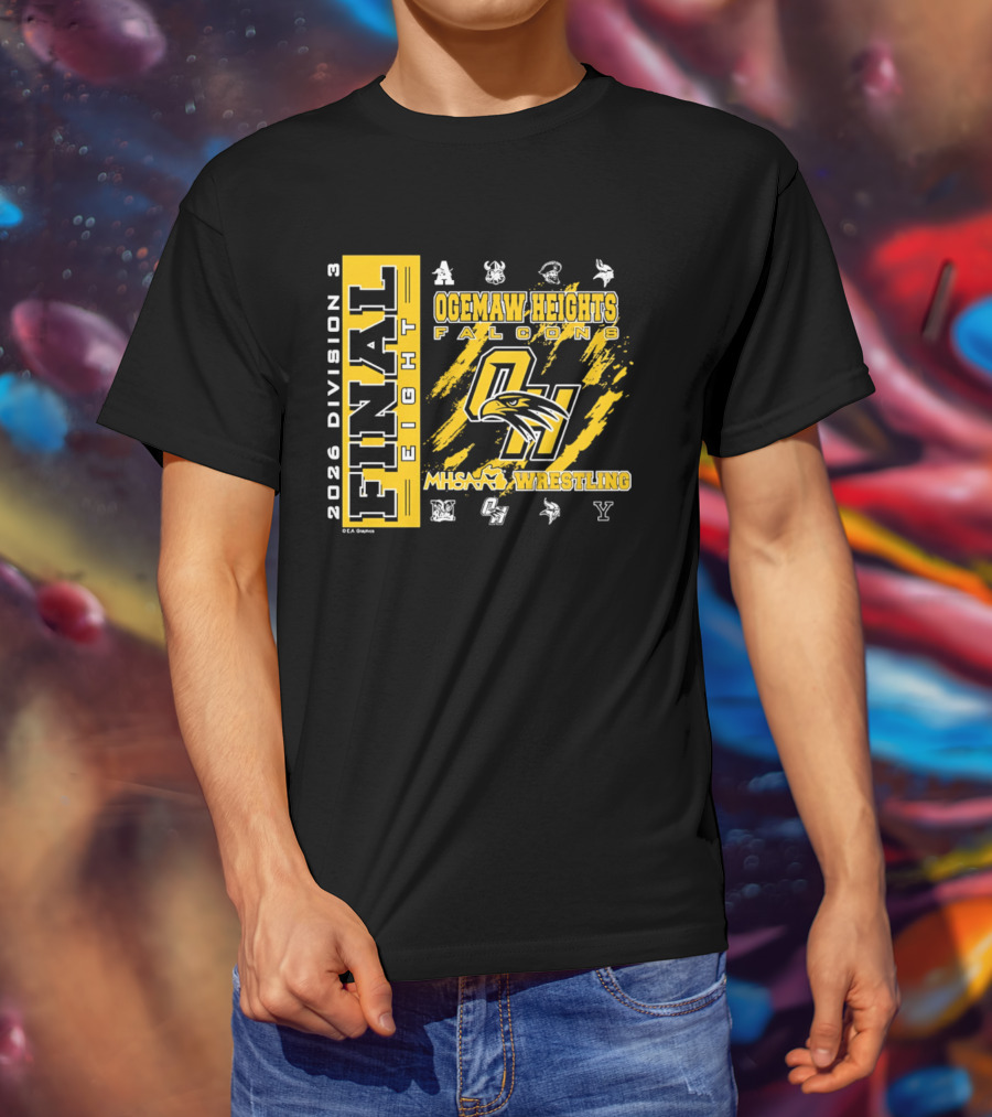 Ogemaw Heights Falcons 2026 Division 3 Final Eight MHSAA Wrestling T-Shirt