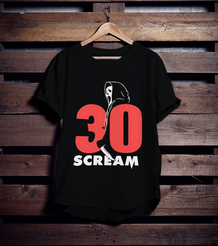 30 Scream Ghost Mask Scythe T-Shirt