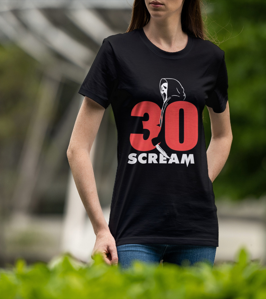30 Scream Ghost Mask Scythe T-Shirt