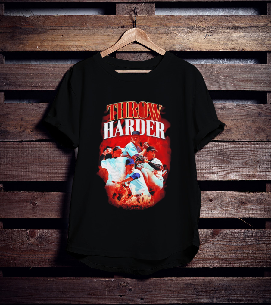 Throw Harder Baseball Players With Fire T-Shirt