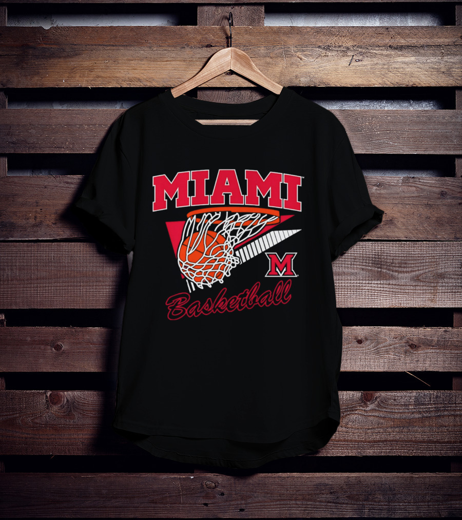 Miami Redhawks Basketball Action Hoop And Net Swish T-Shirt
