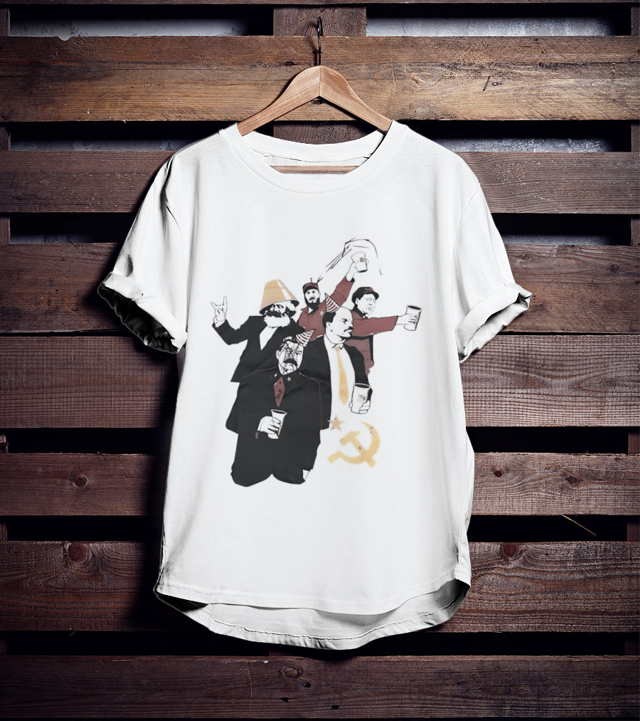Drunk Karl Marx Vladimir Lenin Joseph Stalin Mao Zedong Fidel Castro Party Communist Humor Lamp Hat T-Shirt
