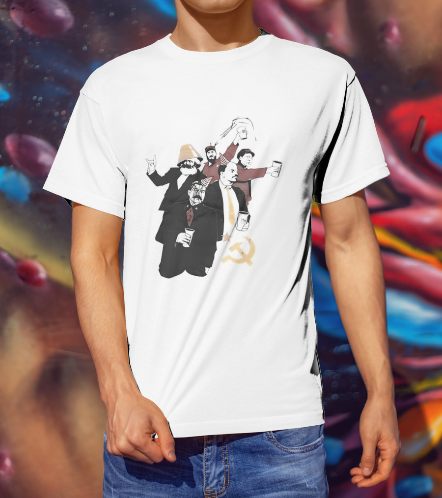 Drunk Karl Marx Vladimir Lenin Joseph Stalin Mao Zedong Fidel Castro Party Communist Humor Lamp Hat T-Shirt
