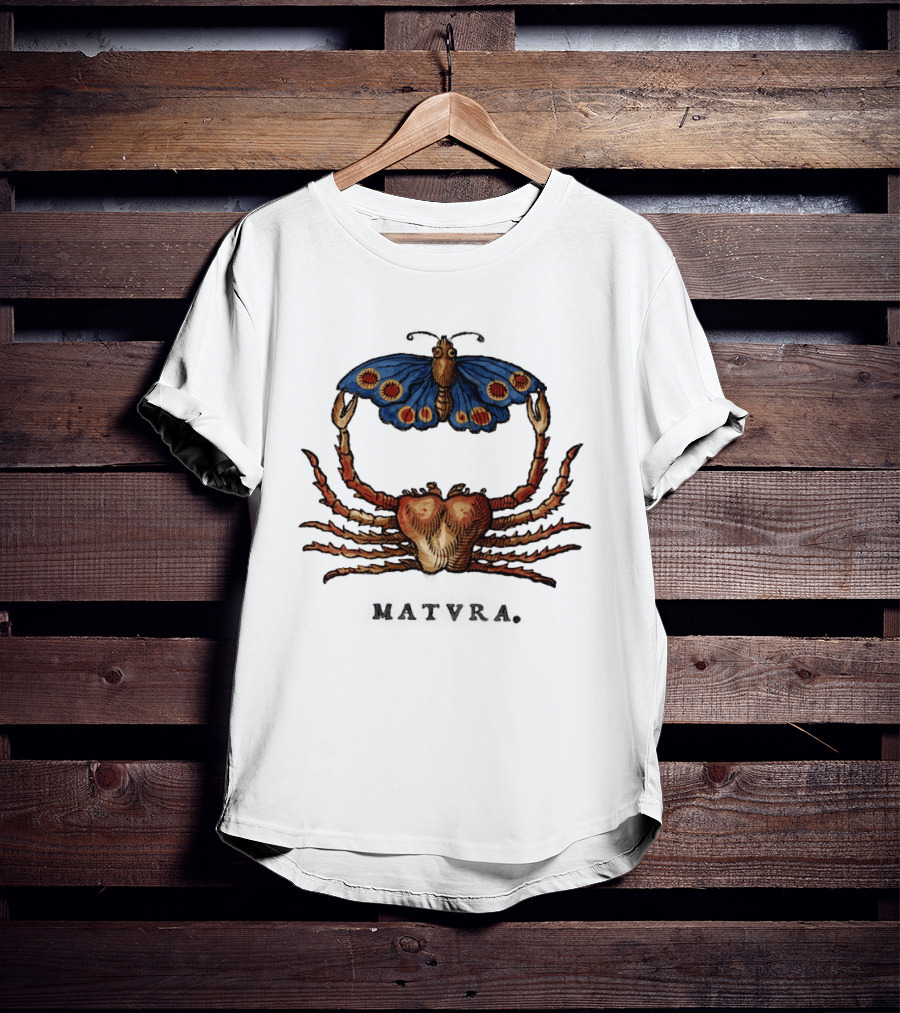 Matvra Crab And Butterfly Blue Wings T-Shirt