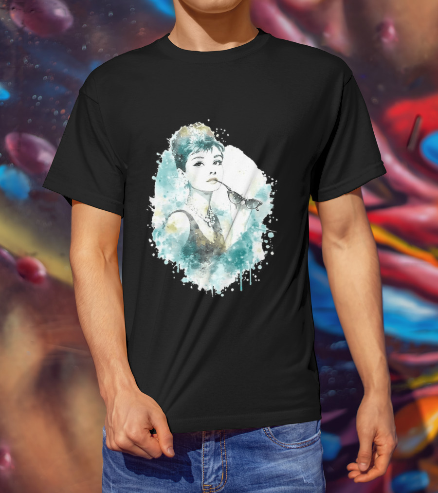 Mrs. Hepburn Watercolour Painting Aesthetic T-Shirt