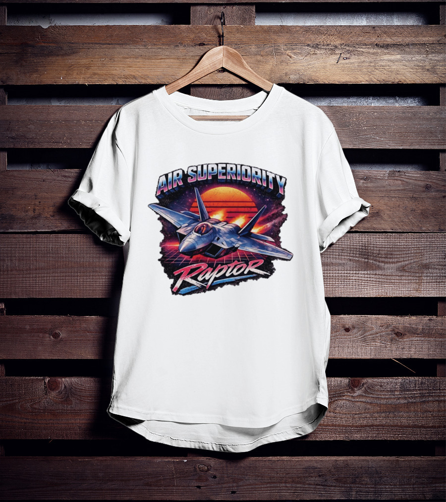 Air Superiority Raptor Fighter Jet Retro Sunset T-Shirt