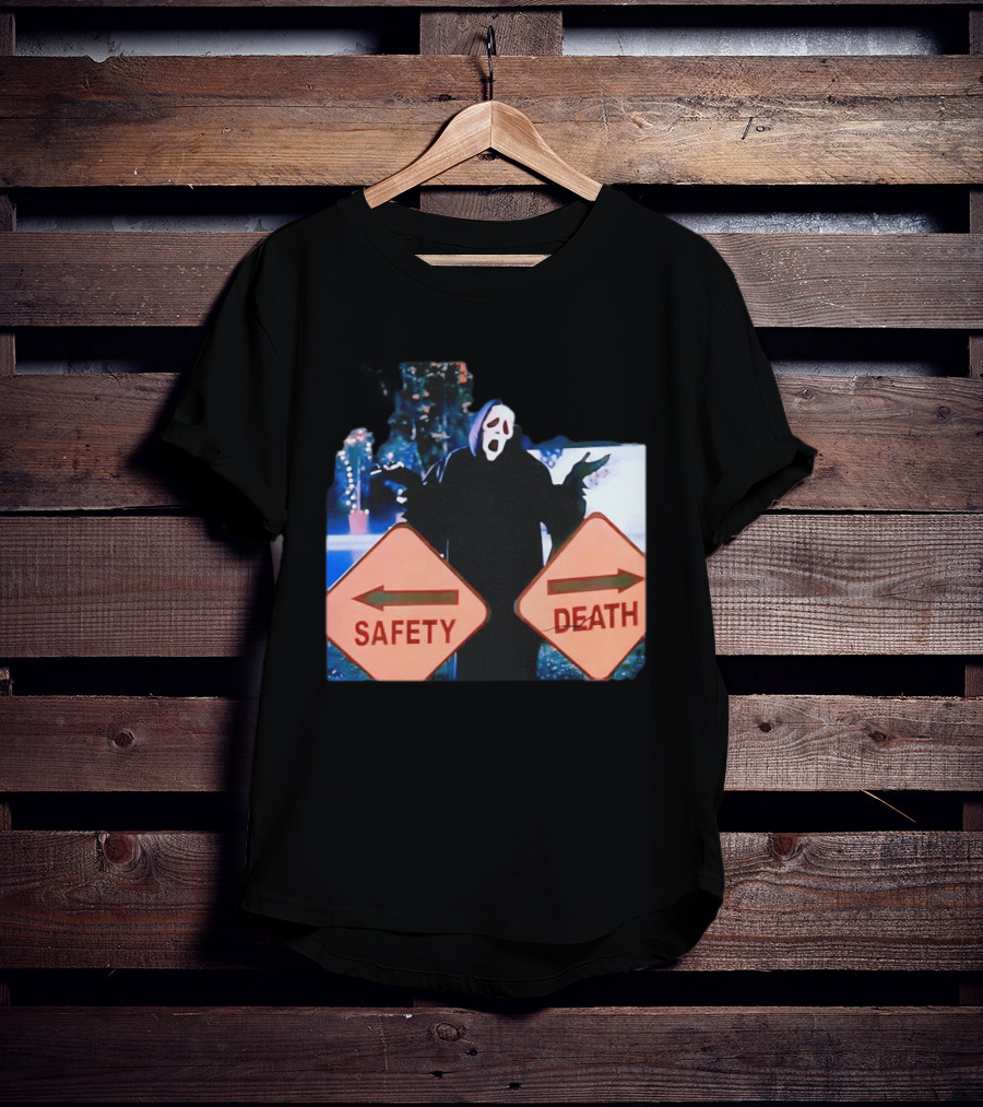 Ghostface Scream Safety Left Death Right Signs T-Shirt