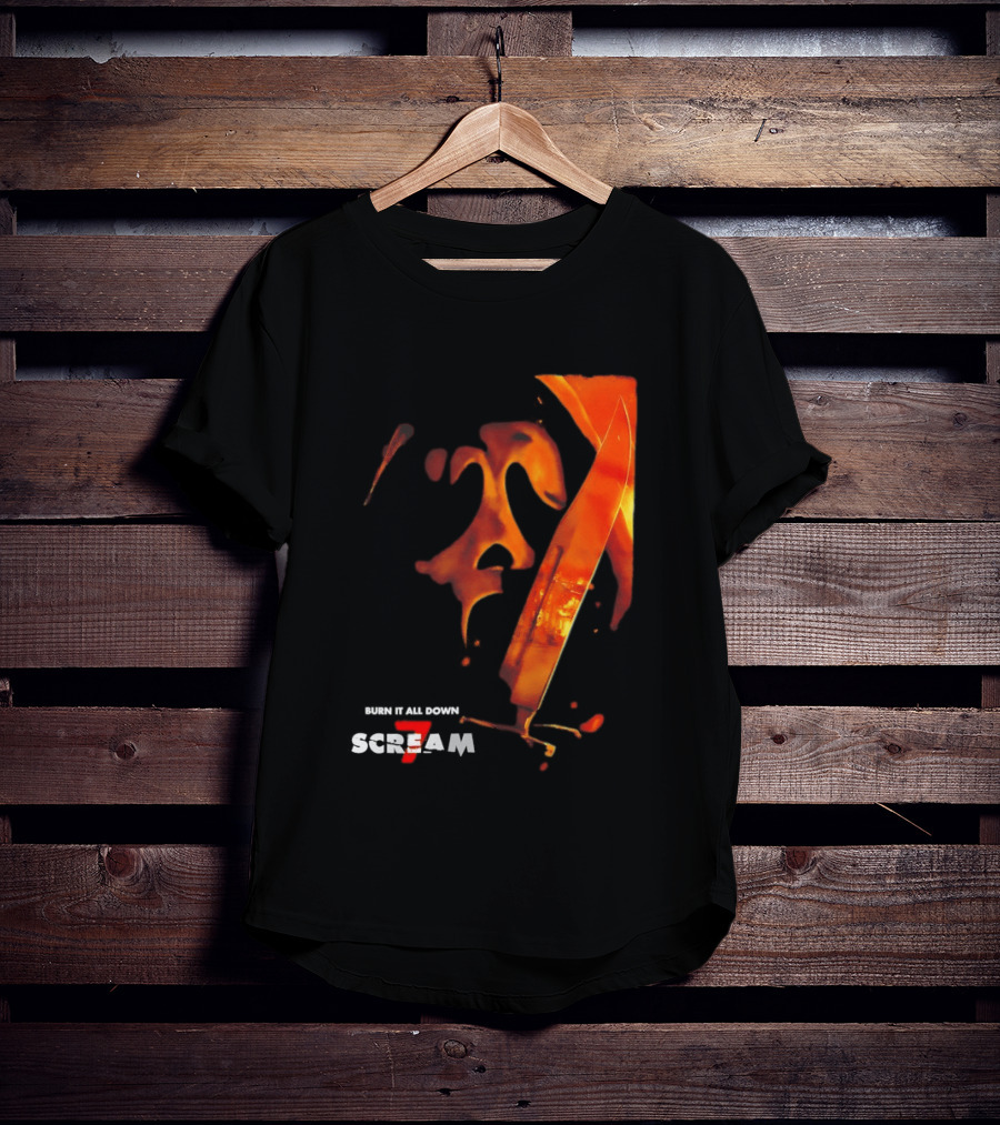 Scream 7 Ghostface Burn It Down Knife T-Shirt