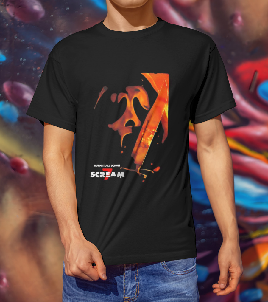 Scream 7 Ghostface Burn It Down Knife T-Shirt