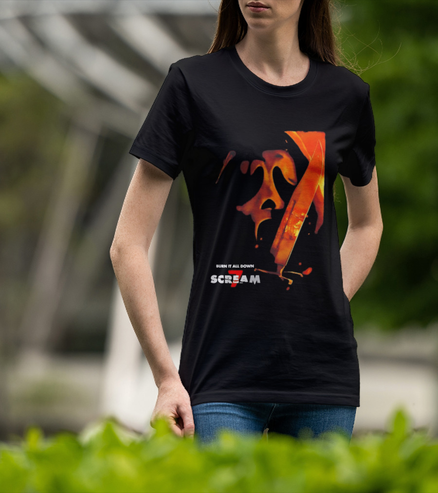 Scream 7 Ghostface Burn It Down Knife T-Shirt