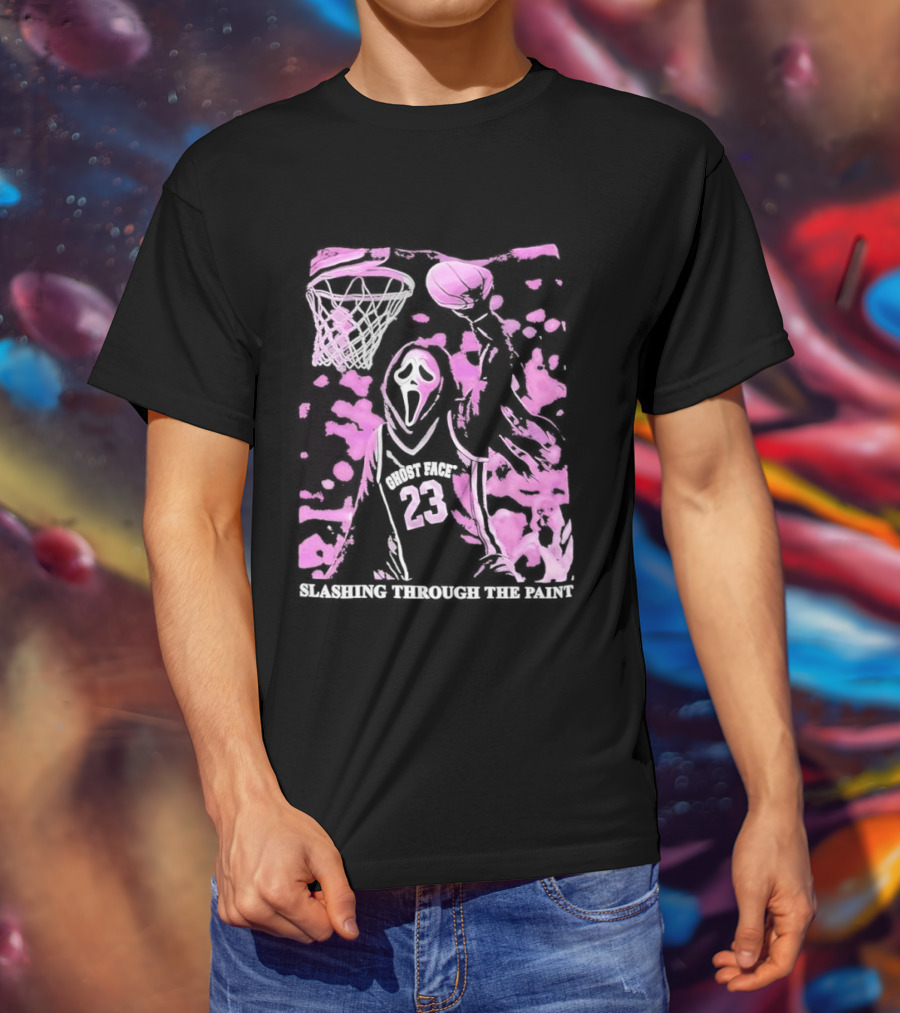 Scream Number 23 Basketball Paint Brush Drip T-Shirt