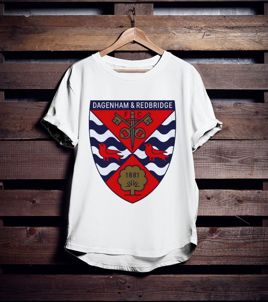 Dagenham Redbridge FC Crest 1881 Ravens Key Waves T-Shirt