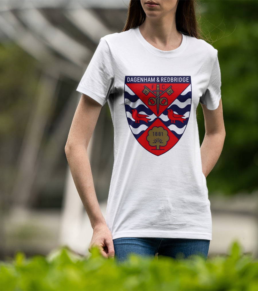 Dagenham Redbridge FC Crest 1881 Ravens Key Waves T-Shirt