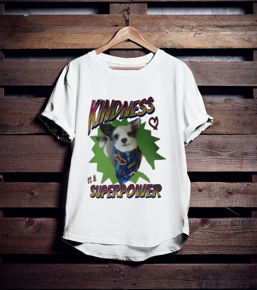 Kindness Is A Superpower Dog With Cape And Heart T-Shirt