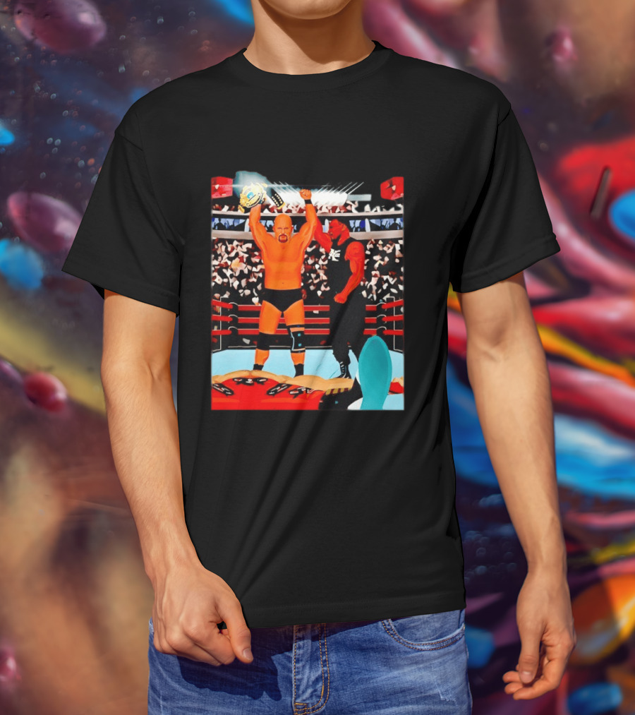 Stone Cold Steve Austin Championship Victory WWF Wrestling Arena Celebration T-Shirt