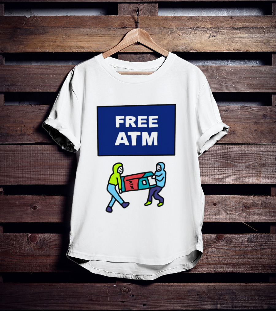 Free ATM Funny Cartoon Drawing T-Shirt