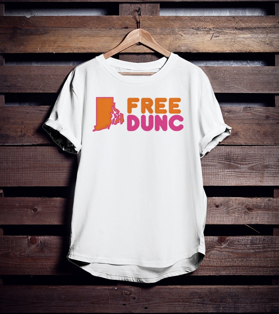 Rhode Island Outline Free Dunc Dunkin Donut T-Shirt