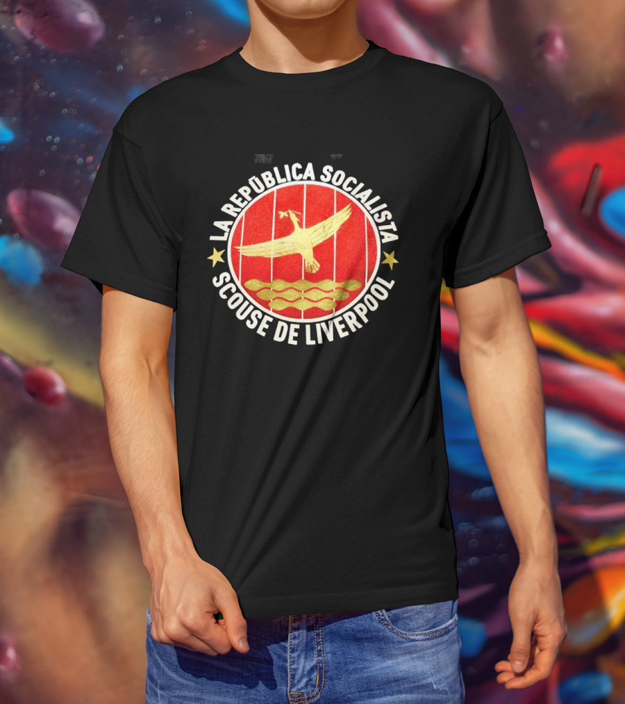 La Republica Socialista Scouse De Liverpool Bird And Waves Star T-Shirt