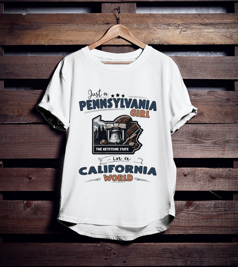 Just A Pennsylvania Girl In A California World The Keystone State T-Shirt