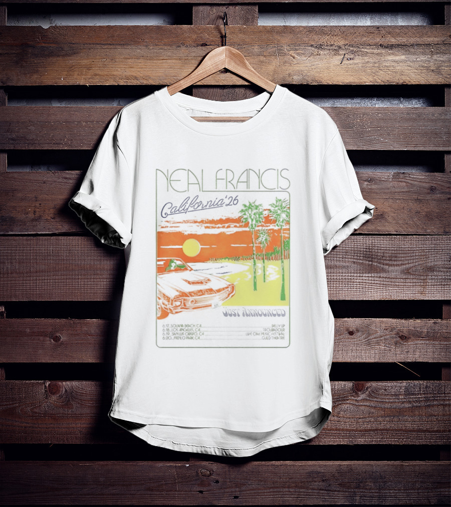 Neal Francis California Tour 2026 Sunset Palm Trees T-Shirt
