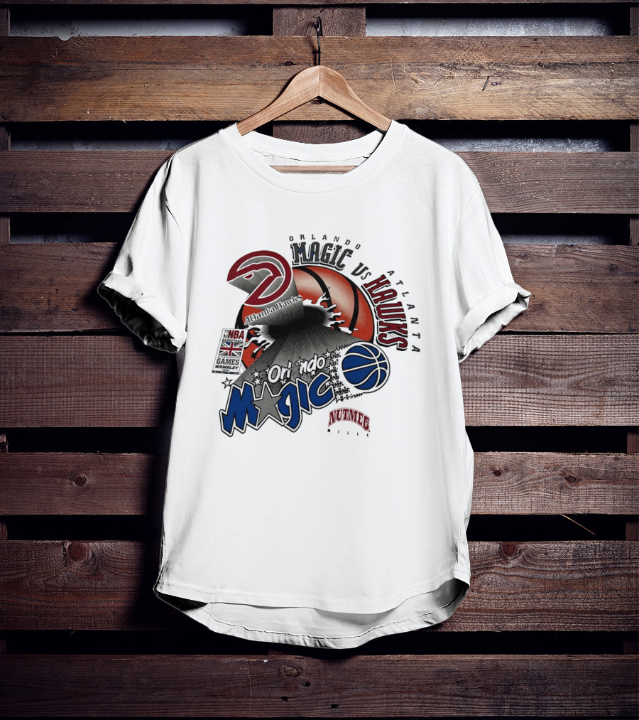 Orlando Magic Vs Atlanta Hawks NBA London 1993 Basketball Event T-Shirt