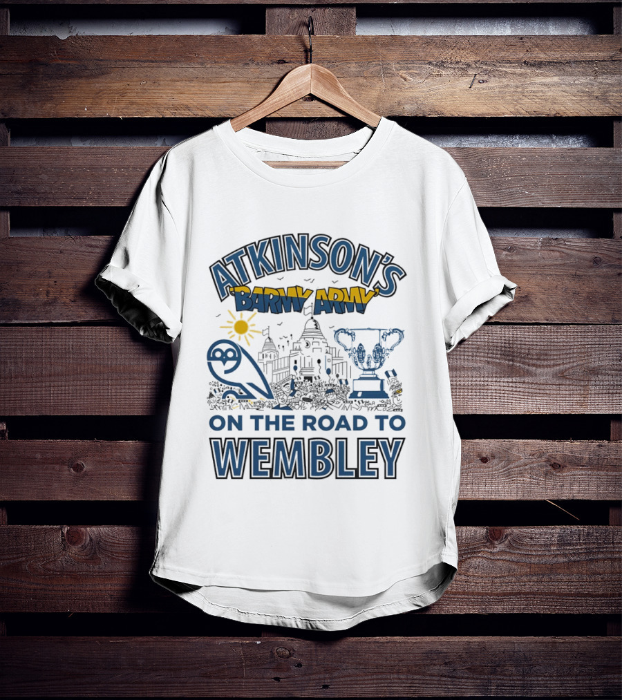 Atkinson's Barmy Army On The Road To Wembley Owl And Trophy Scene T-Shirt